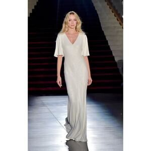 NWT Rachel Zoe Heather Sequin stretch-jersey Bridal Gown Dress White 4